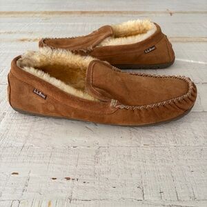 L.L. Bean Wicked Good Slippers Venetian Men’s size 12 Tan Suede Shearling Lined